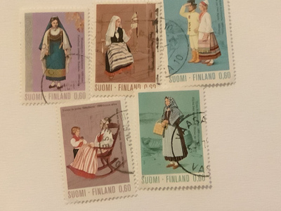 732-736/ 1973 Kansanpukuja sarja o leimattu