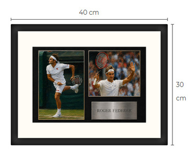Uusi Roger Federer tennis art print kehystetty 30 cm x 40 cm
