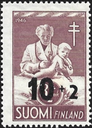 1947 Tuberkuloosi lisäpainama 10 + 2 mk ** LaPe 331