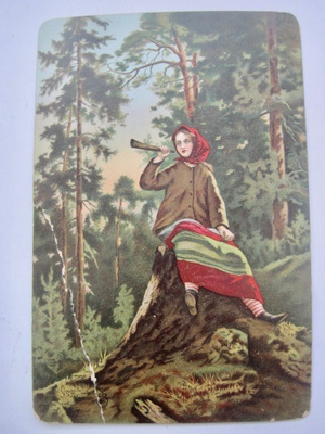 VANHA Postikortti Kansallispuku 1890-l