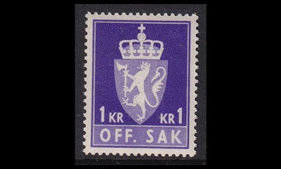 Norja 83x ** Virkamerkki 1 Kr x-pap (1955)