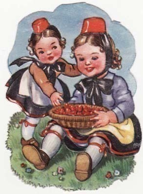 PZB 1285 / Suloiset pikkutytöt ja marjakori. 1940-50-l.