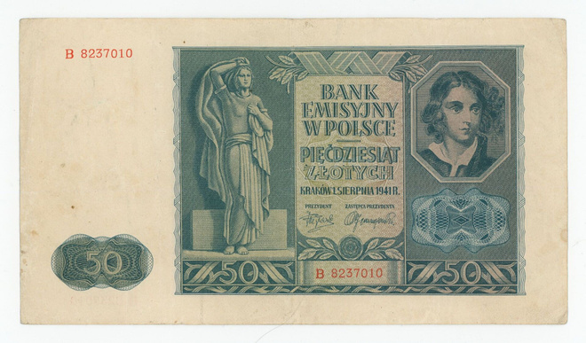 Puola 50 Zlotych 1941 Serie B, P-102 VF