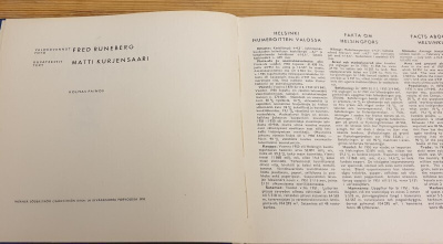 Helsinki kuvakirja 1952 Fred Runeberg Matti Kurjensaari