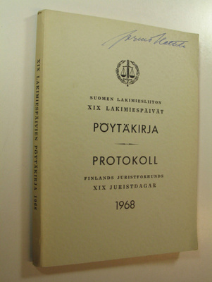 Suomen lakimiesliiton lakimiespäivät : pöytäkirja 1968