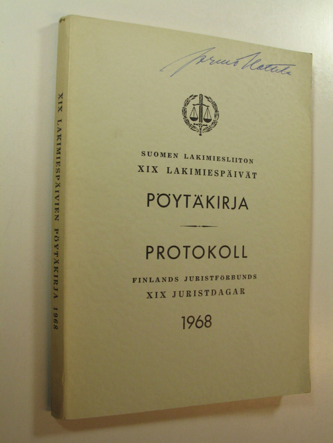 Suomen lakimiesliiton lakimiespäivät : pöytäkirja 1968