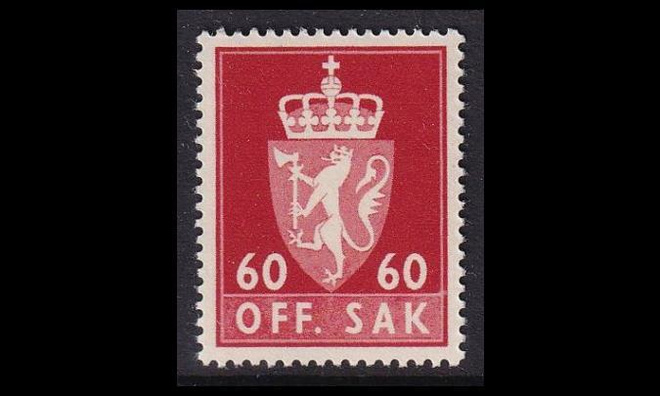 Norja 89x ** Virkamerkki 60 öre x-pap (1962)