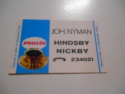 TT Etiketti Paulig Joh. Nyman Hindsby Nickby