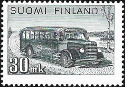 1947 M-30 Postiauto 30 mk vaaleanharm ** Lape 327 b VSP Lm 6
