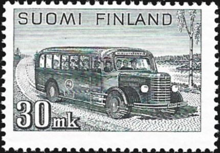 1947 M-30 Postiauto 30 mk vaaleanharm ** Lape 327 b VSP Lm 6