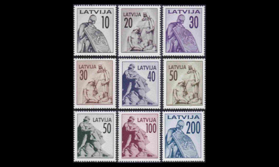 Latvia 326-34 ** Käyttösarja monumentteja (1992)
