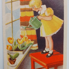 Pikkuleidi kastelee Pääsiäistulppaaneja, p. 1943 - pikkukuva 1