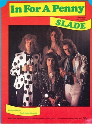 Slade In for a penny Nuottivihko 4 sivua.1975