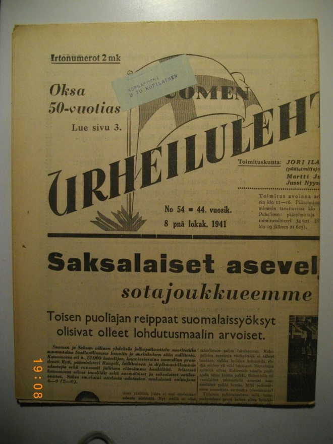 Suomen Urheilulehti Nro 54/1941 (15.3)