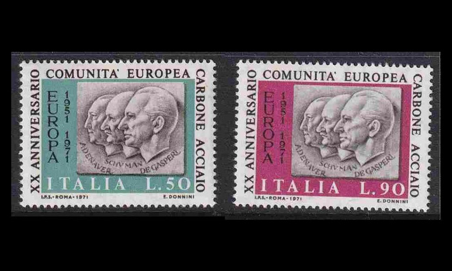 Italia 1333-4 ** Euroopan hiili- ja teräsyhteisö 20v (1971