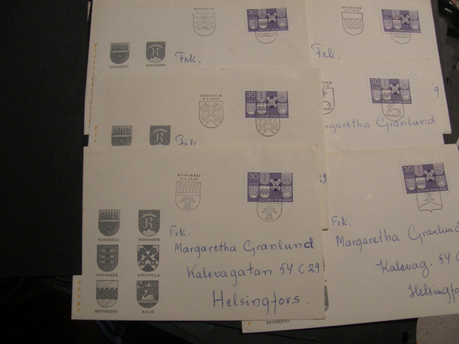 1960 UUTTA KAUPUNKIA 6 kpl FDC kulkeneet
