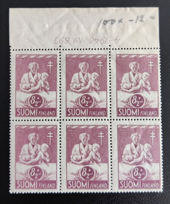 1946 Tuberkuloosi 8mk+2mk numerokuusilo **