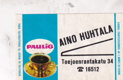 Aino Huhtala. Toejoenrantakatu 34  , s74