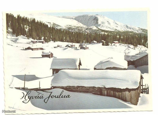 Paletin joulukortti , talvimaisema