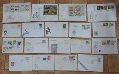 18 kpl:n paketti FDC & erikoisleimat 80-luku mm karhu 1989