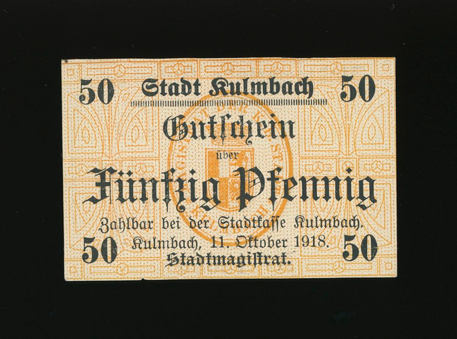 Saksa Notgeld 50 Pfennig, Kulmbach 11.10.1918