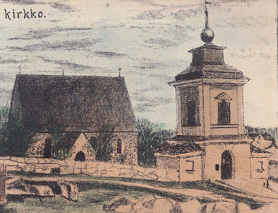 Nummi, Nummen kirkko ,piirros b579
