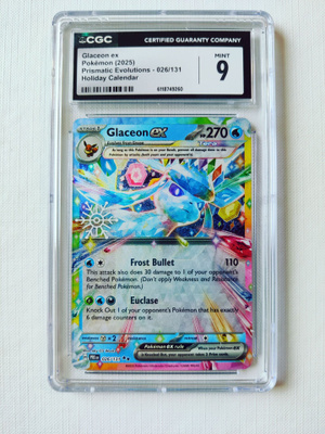 Glaceon ex Prismatic Evolutions Holiday Calendar Promo CGC 9