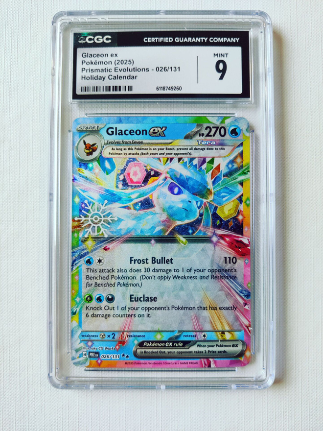 Glaceon ex Prismatic Evolutions Holiday Calendar Promo CGC 9