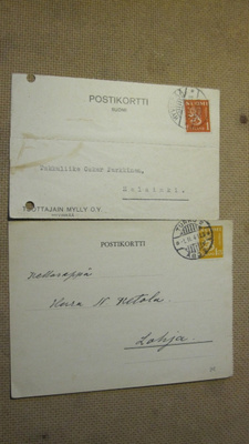 kaksi vintage ehiökorttia