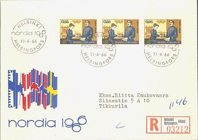 1966 näyttely FDC (3 merkkiä)