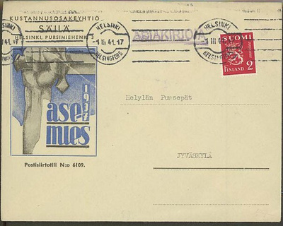 M30 1936 2mk asiakirjoja "Asemieslehti" -kuori