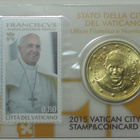 2015 Vatikaani 50c + 0,80€ postimerkki No 6 COINCARD - pikkukuva 1