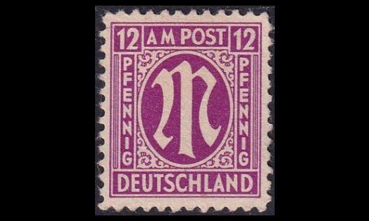 Bizone 7 ** Amerikkalainen paino 12 Pf (1945)