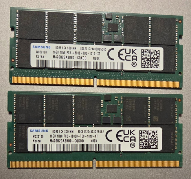 32Gt DDR5 4800 So-Dimm (2x16Gt, Samsung)