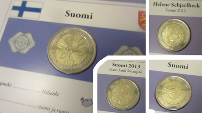 2€ Risuraha 2004 UNC (Moneta) +Suomi-juhlarahoja 3 kpl