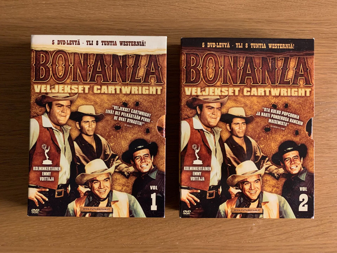 Bonanza – Veljekset Cartwright -DVD-boksit, Vol. 1 ja Vol. 2