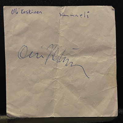 Olli Keskinen nimikirjoitus lapulla