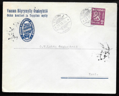 Postilähetys -  Yl.m. 2mk (LAPE 179) Toppila 28.6.1932