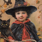 Halloween lapsi, musta kissa - pikkukuva 1