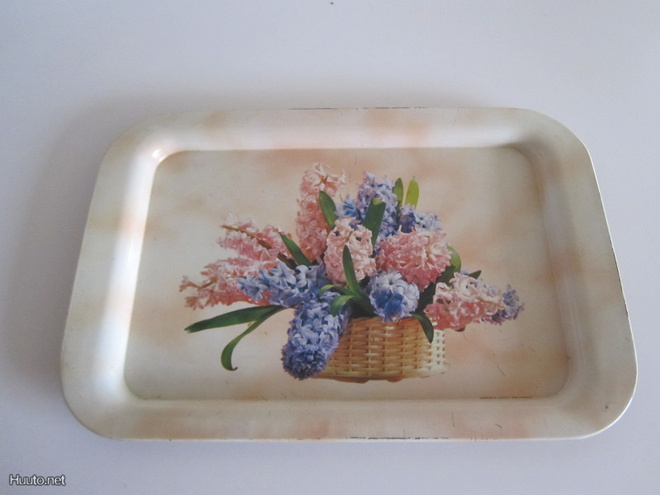 Vintage peltitarjotin, Hyasintti. Handiware, England