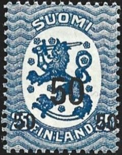 1919 M-17 Saarinen lisäpainama 50/25 p sininen ** LaPe 87 A