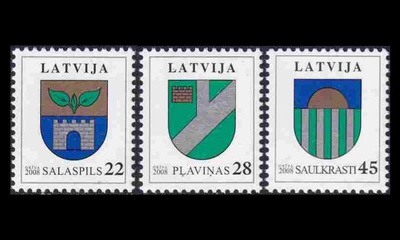 Latvia 719-21 ** Käyttösarja Vaakuna (2008)