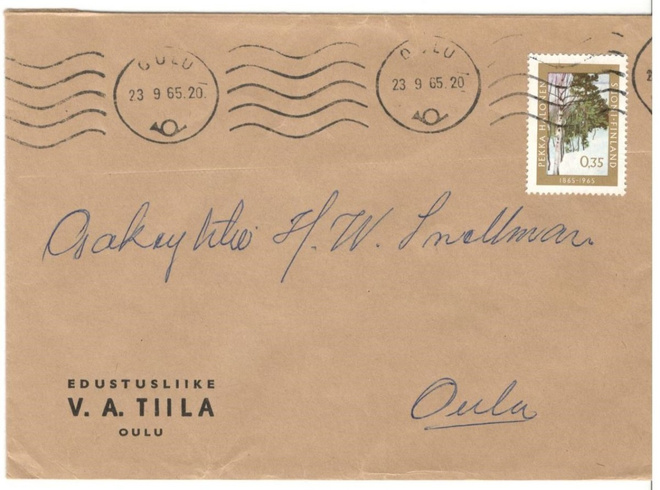 Oulu,  v. 1965  firmakuori kotiseutukeräilijälle