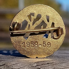 Kullanvärinen merkki vuodelta 1958. Halkaisija - 19 mm. - pikkukuva 4