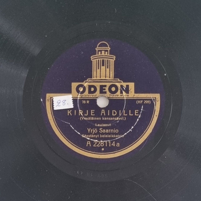 Savikiekko 1929 - Yrjö Saarnio - Odeon A 228114