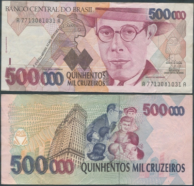Brasilia 500000 Cruzeiros 1993 (P-236c) A7713 ALE!