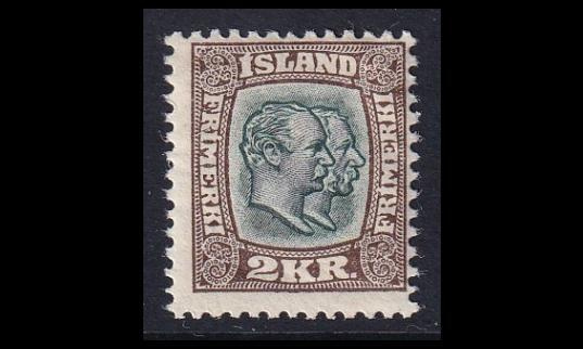 Islanti 61 ** Kaksi kuningasta 2 Kr (1907)