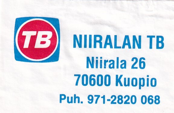 Kuopio. Niiralan TB, Tulitikkuetiketti.  e178