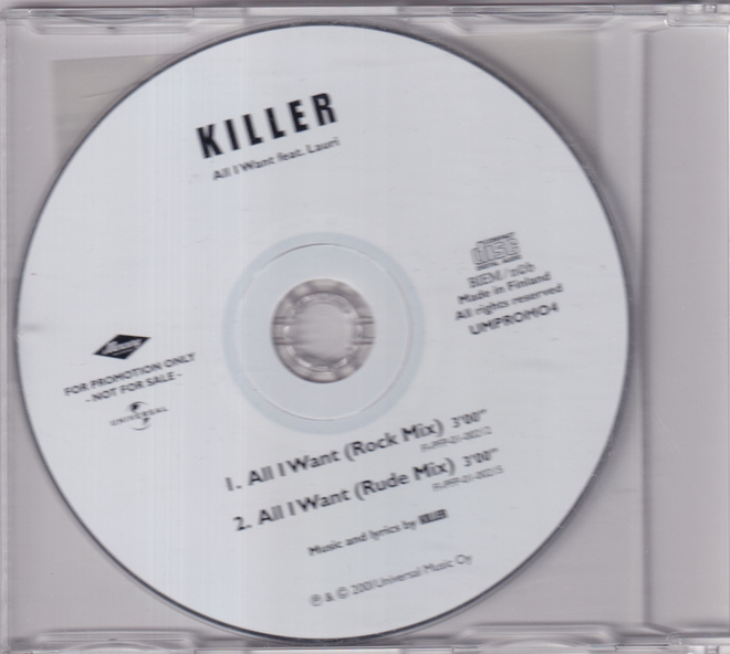 Killer Feat. Lauri - All I Want (CD, Single, Promo)
