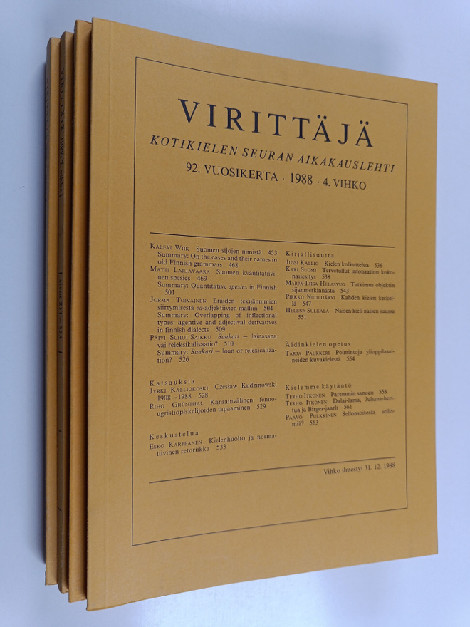 Virittäjä vuosikerta 1988 (nrot 1-4)